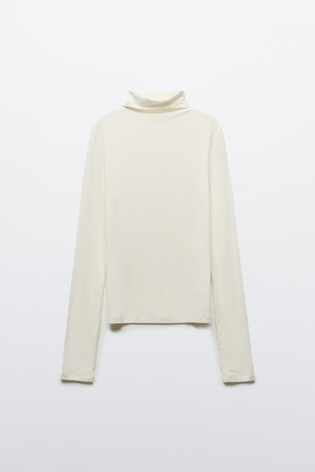 Лонгслив полуприлегающий с воротником-стойкой - цвет молочный - 7