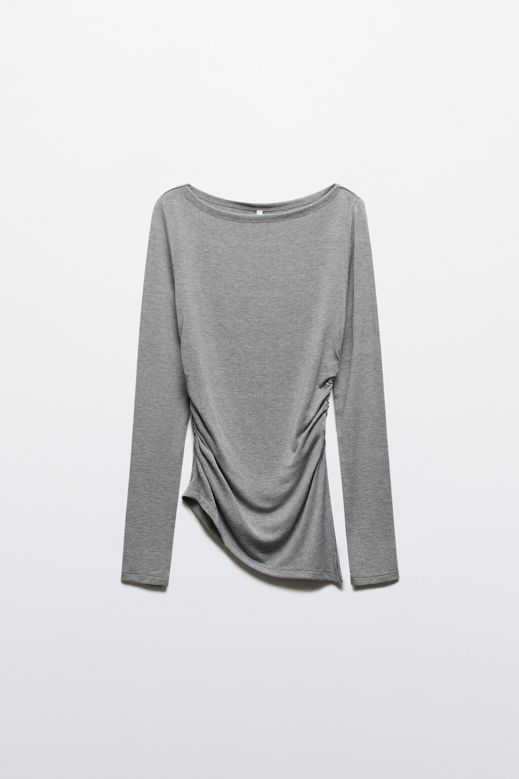 Лонгслив в рубчик с асимметричным низом - цвет серый - 1