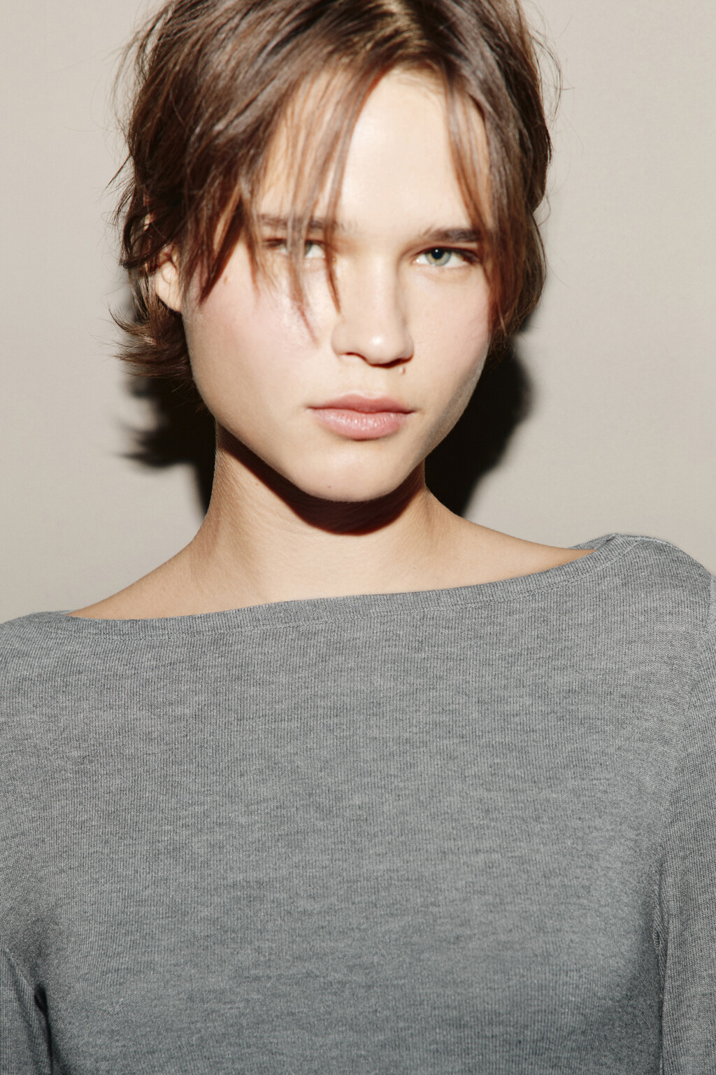 Лонгслив в рубчик с асимметричным низом - цвет серый - 8