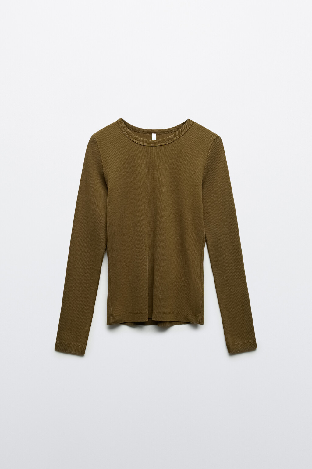 Лонгслив облегающий с вареным эффектом - цвет зеленый - 1