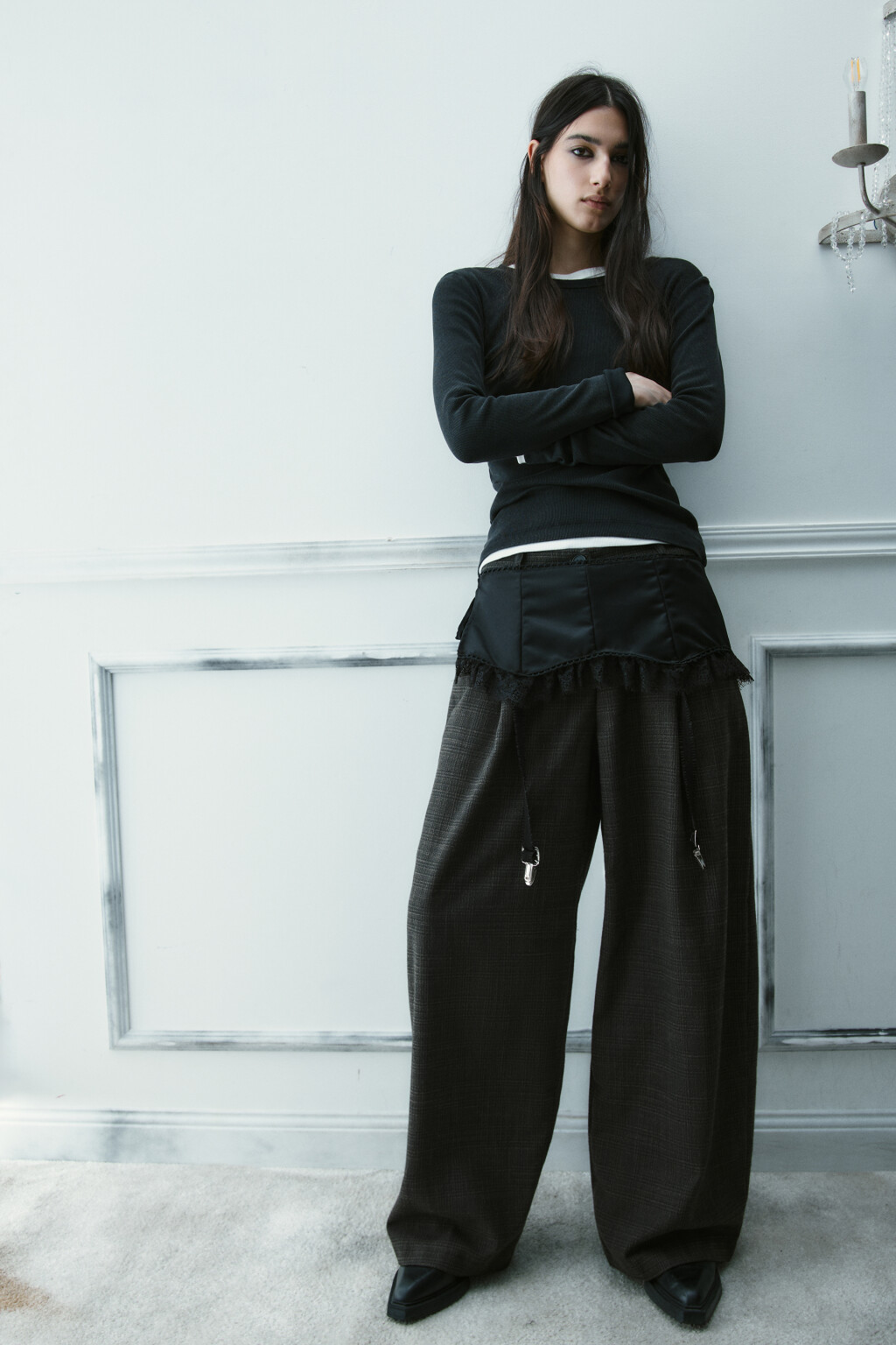 Лонгслив облегающий с вареным эффектом - цвет серый - 2