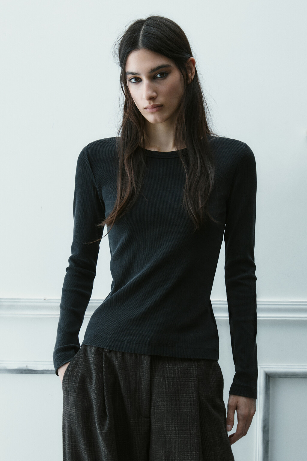 Лонгслив облегающий с вареным эффектом - цвет серый - 3