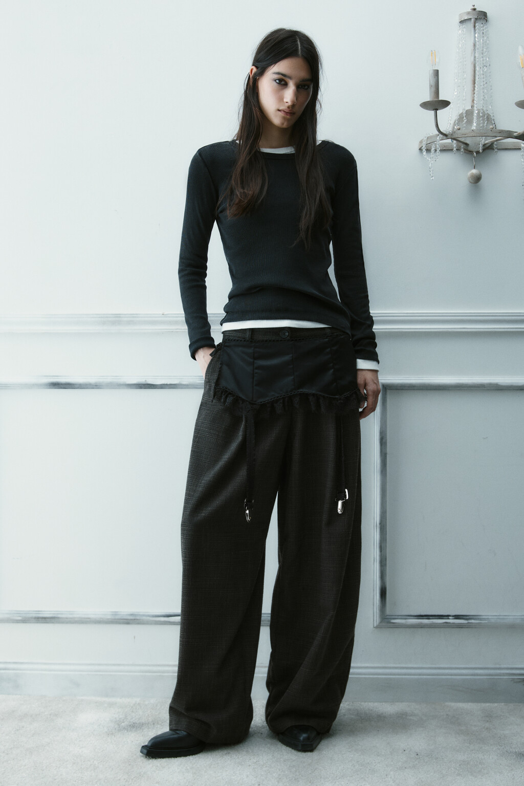 Лонгслив облегающий с вареным эффектом - цвет серый - 5