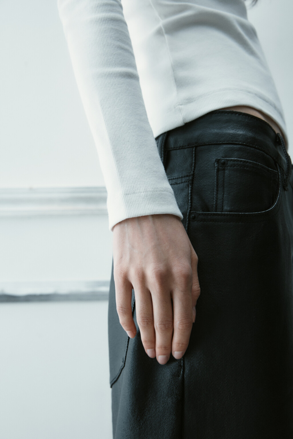 Лонгслив облегающий с вареным эффектом - цвет молочный - 6