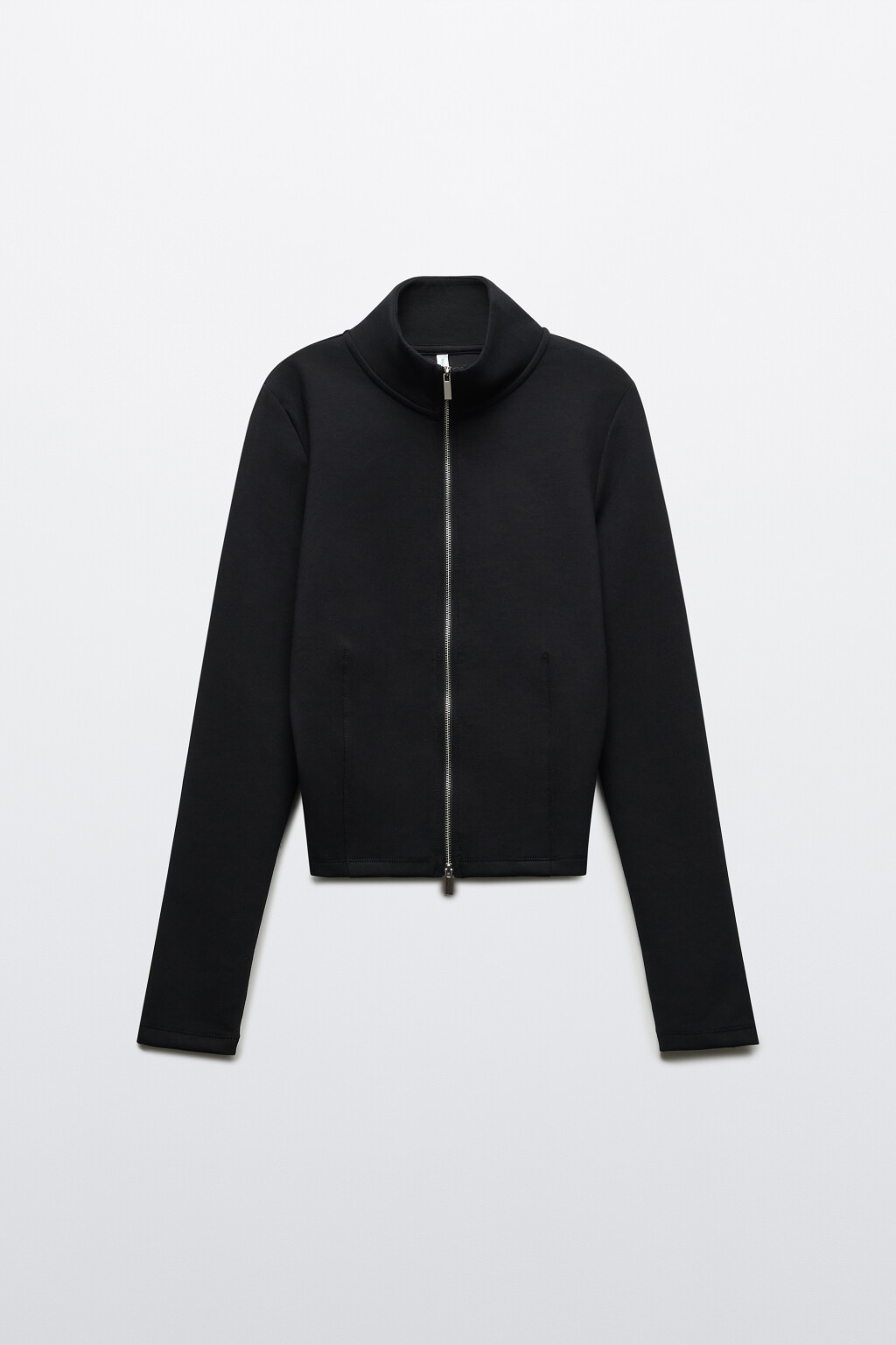 Лонгслив приталенный на молнии с воротником-стойкой - цвет черный - 8