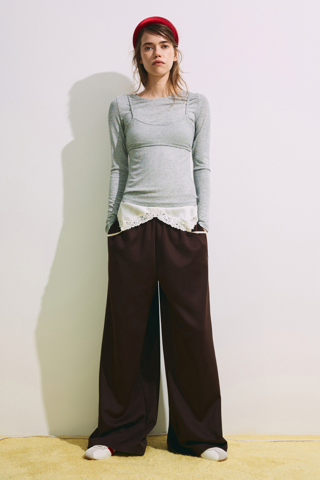 Лонгслив oversize с имитацией топа - цвет серый - 4