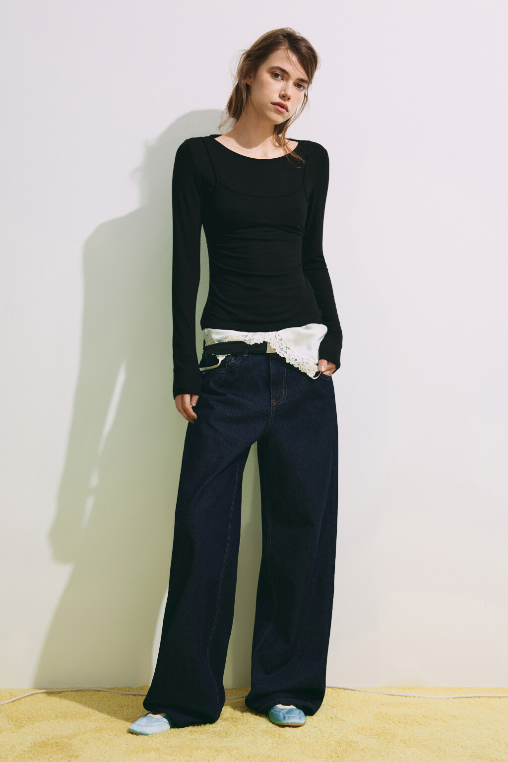 Лонгслив oversize с имитацией топа - цвет черный - 4