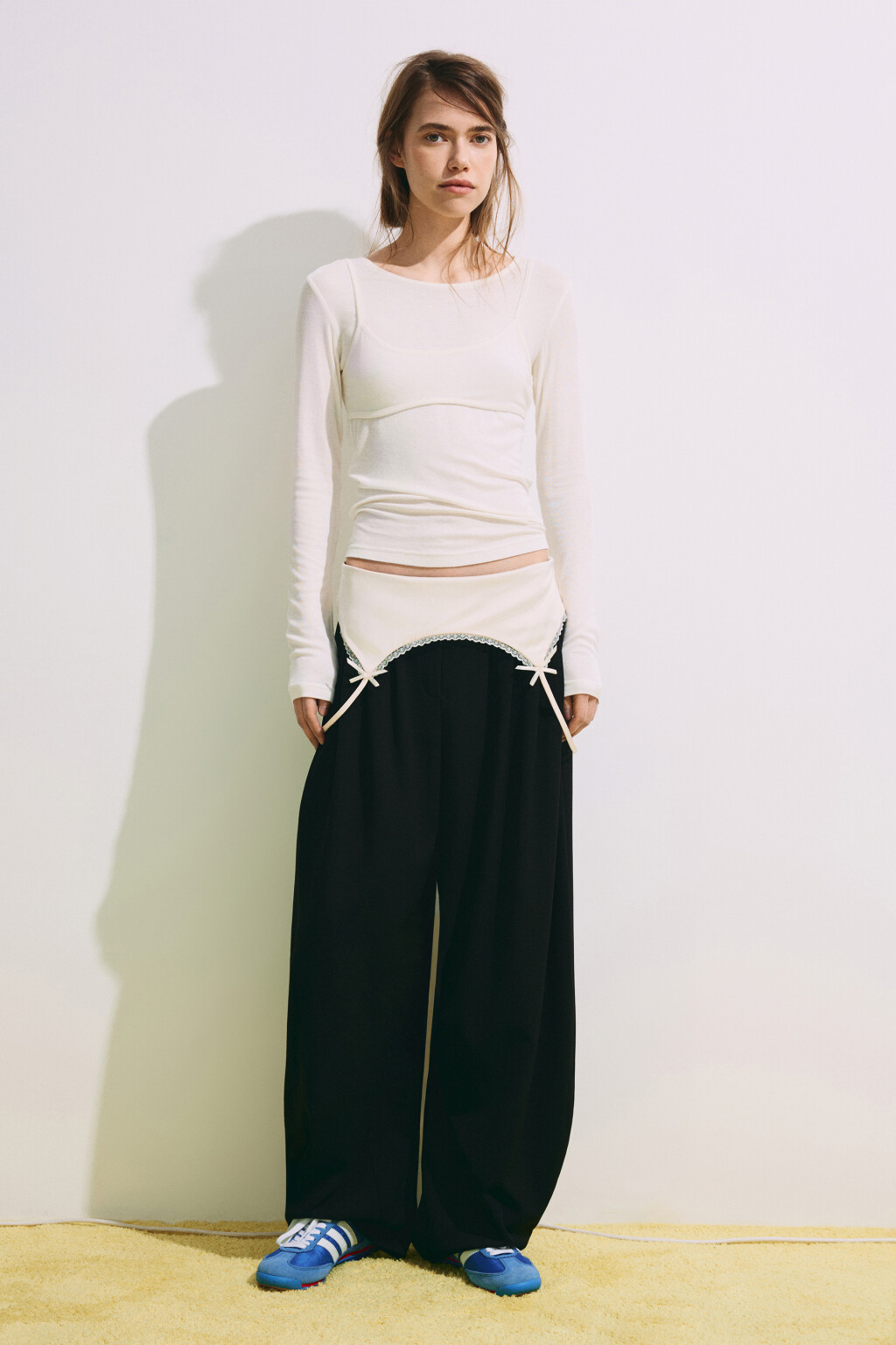 Лонгслив oversize с имитацией топа - цвет молочный - 4