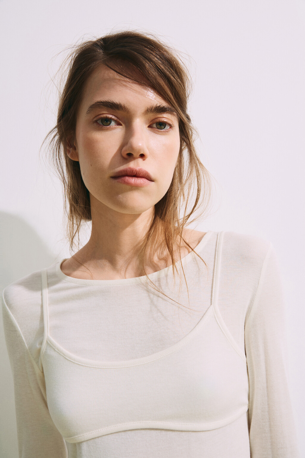 Лонгслив oversize с имитацией топа - цвет молочный - 6