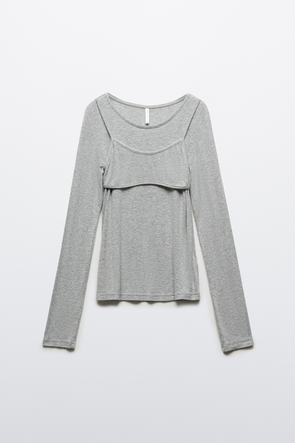 Лонгслив oversize с имитацией топа - цвет серый - 7