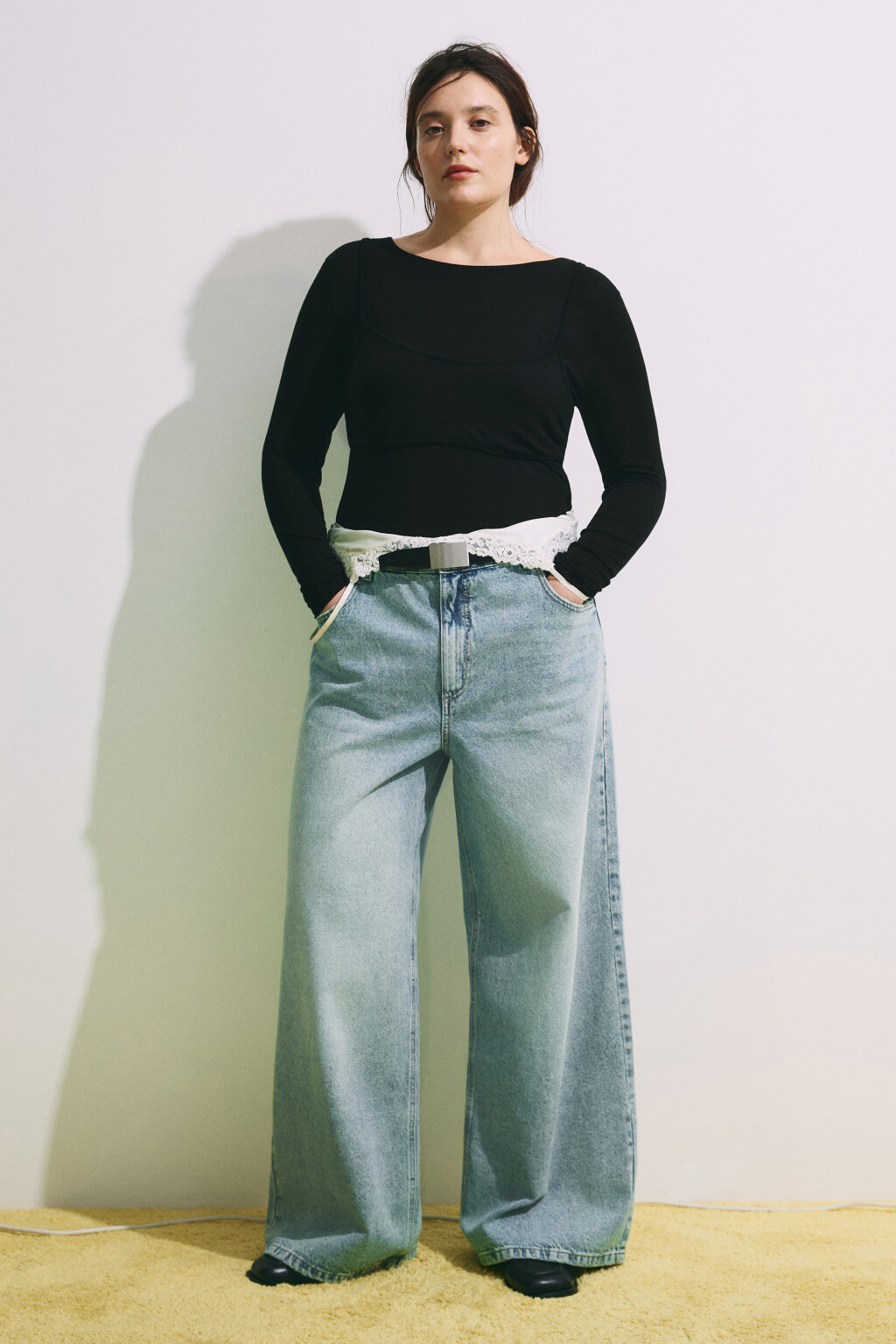 Лонгслив oversize с имитацией топа - цвет черный - 5