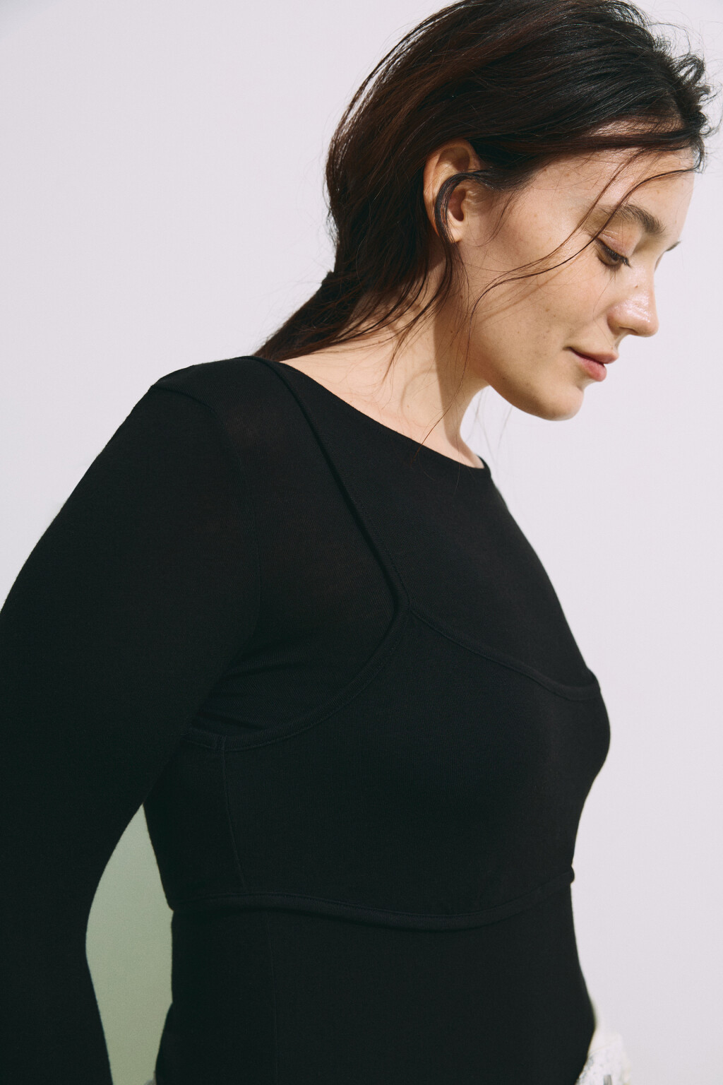Лонгслив oversize с имитацией топа - цвет черный - 7