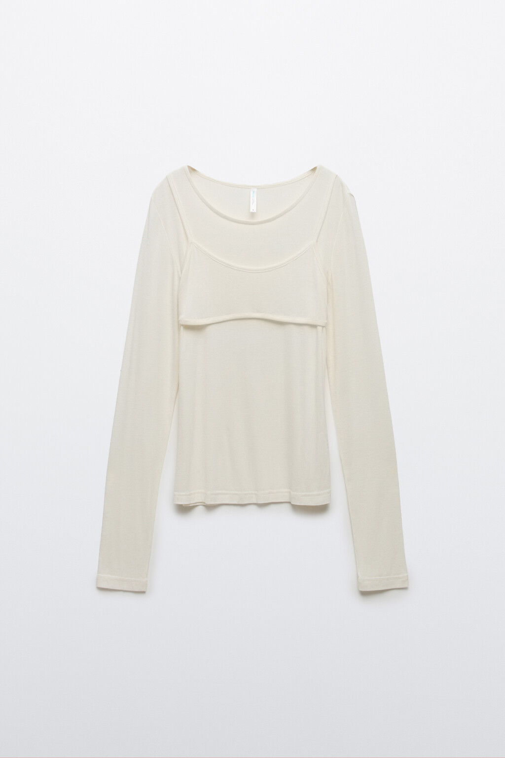 Лонгслив oversize с имитацией топа - цвет молочный - 1