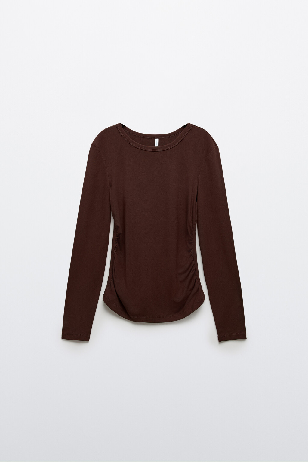 Лонгслив приталенный со сборками - цвет коричневый - 1