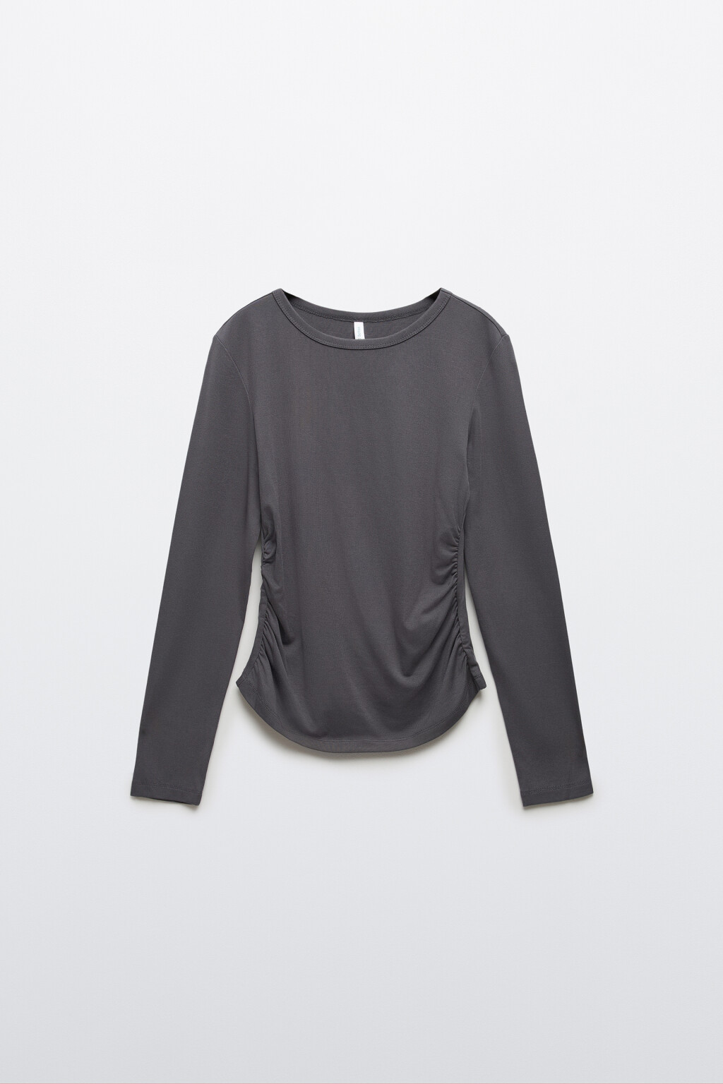 Лонгслив приталенный со сборками - цвет серый - 1