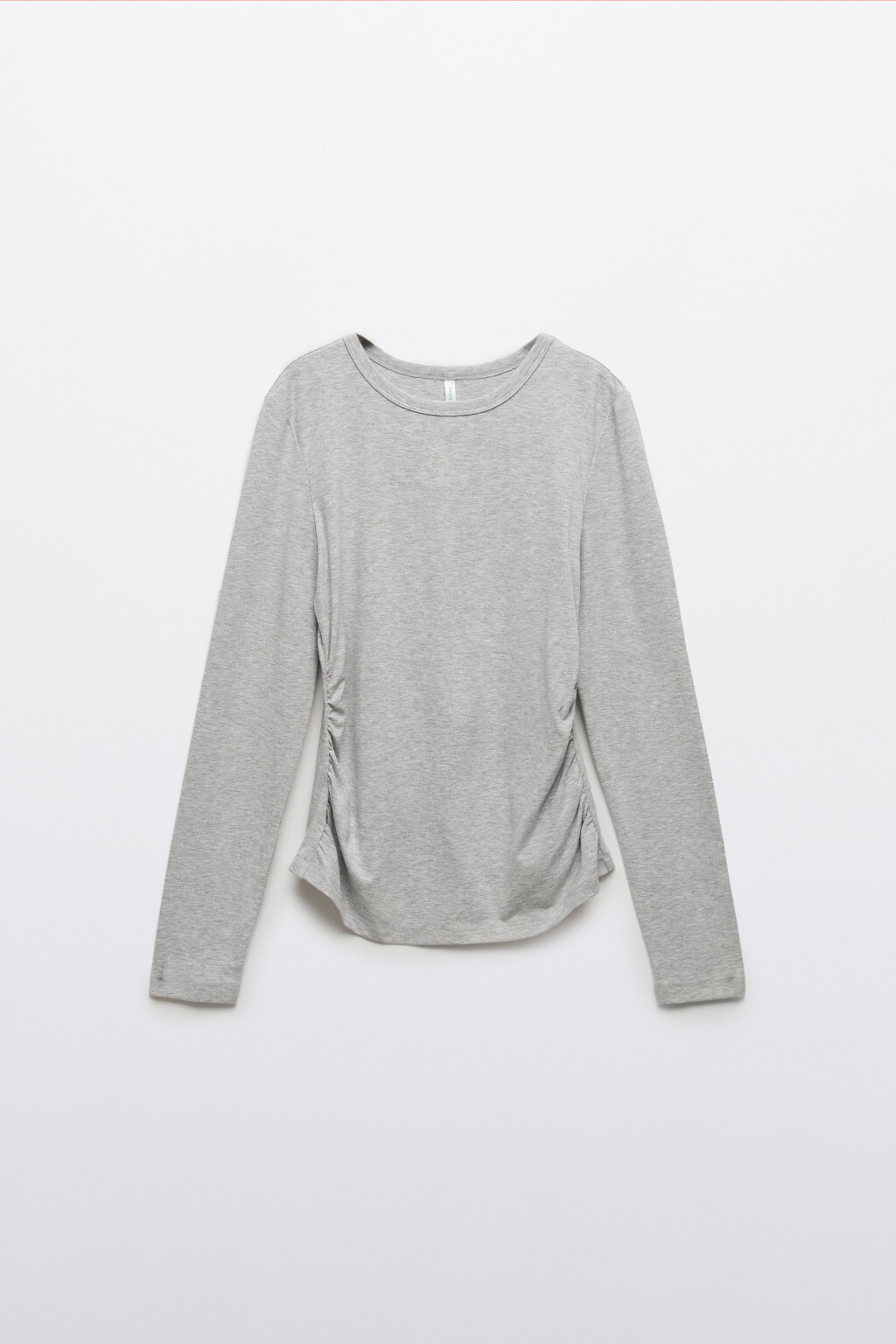 Лонгслив приталенный со сборками - цвет серый - 1