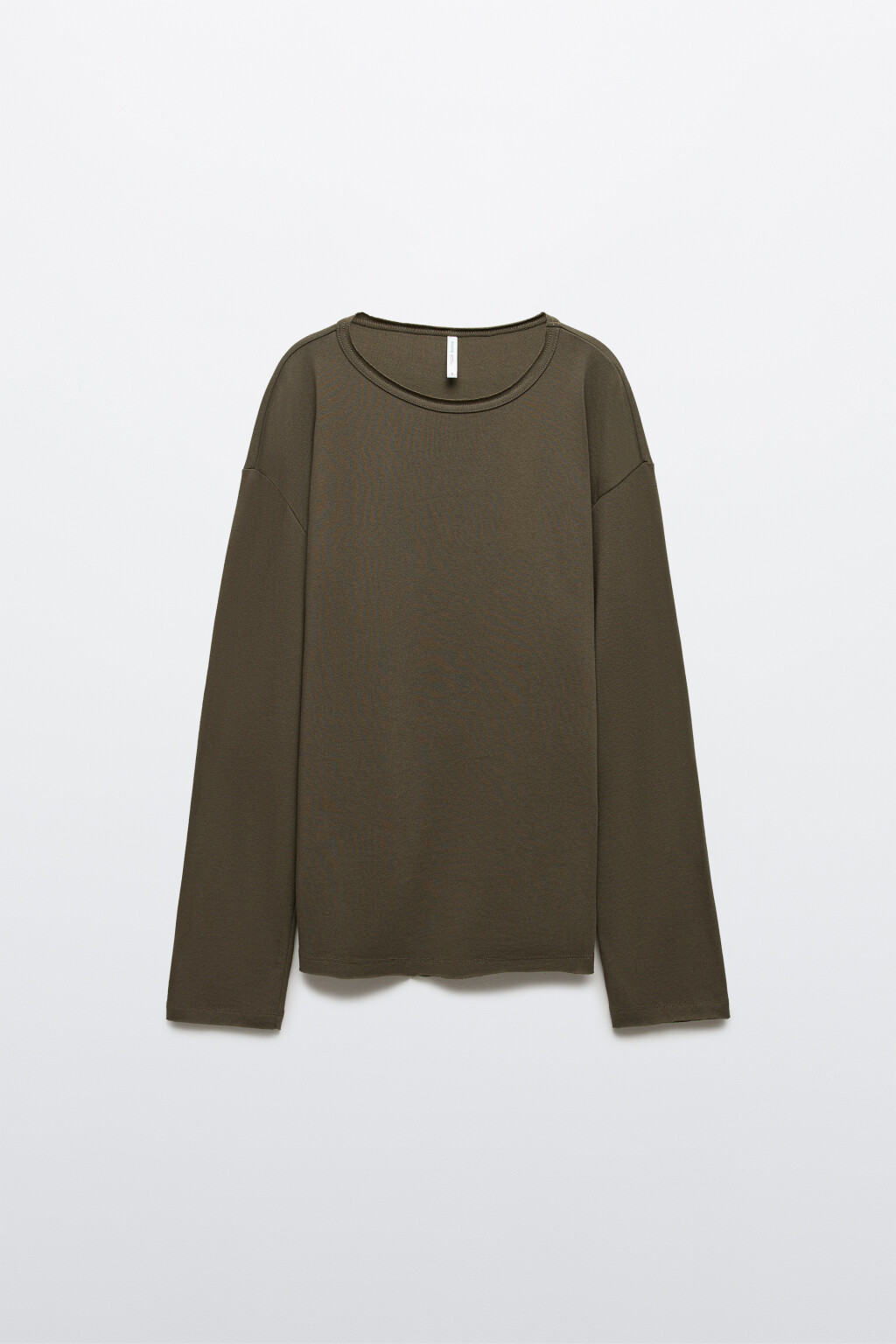 Лонгслив oversize с открытыми срезами - цвет зеленый - 1