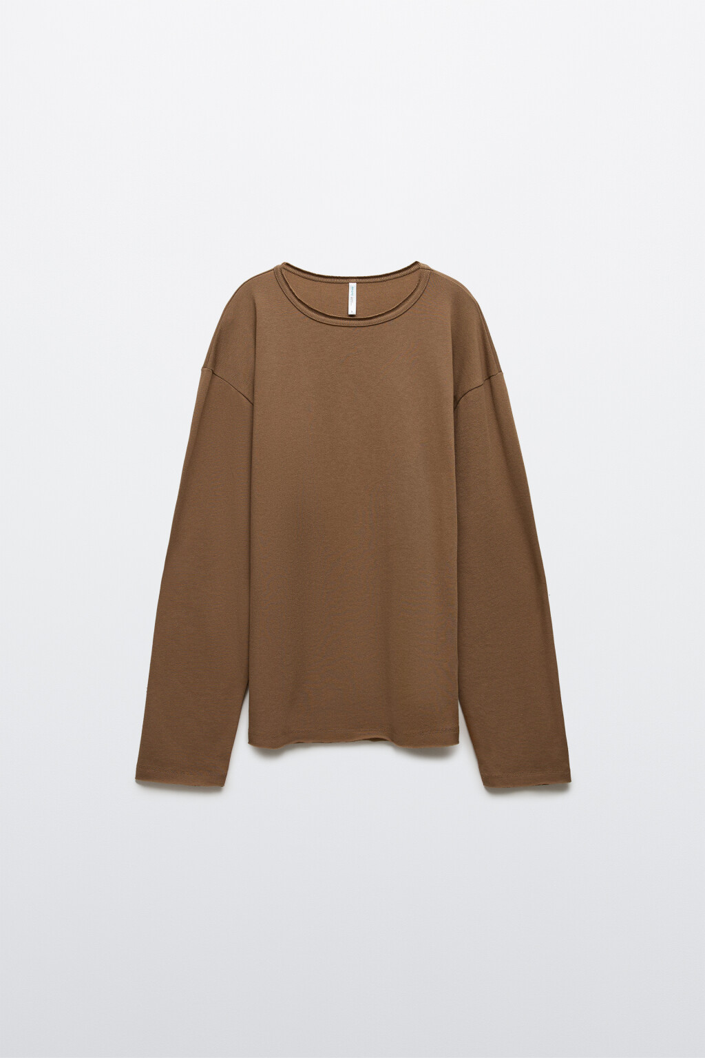 Лонгслив oversize с открытыми срезами - цвет коричневый - 1