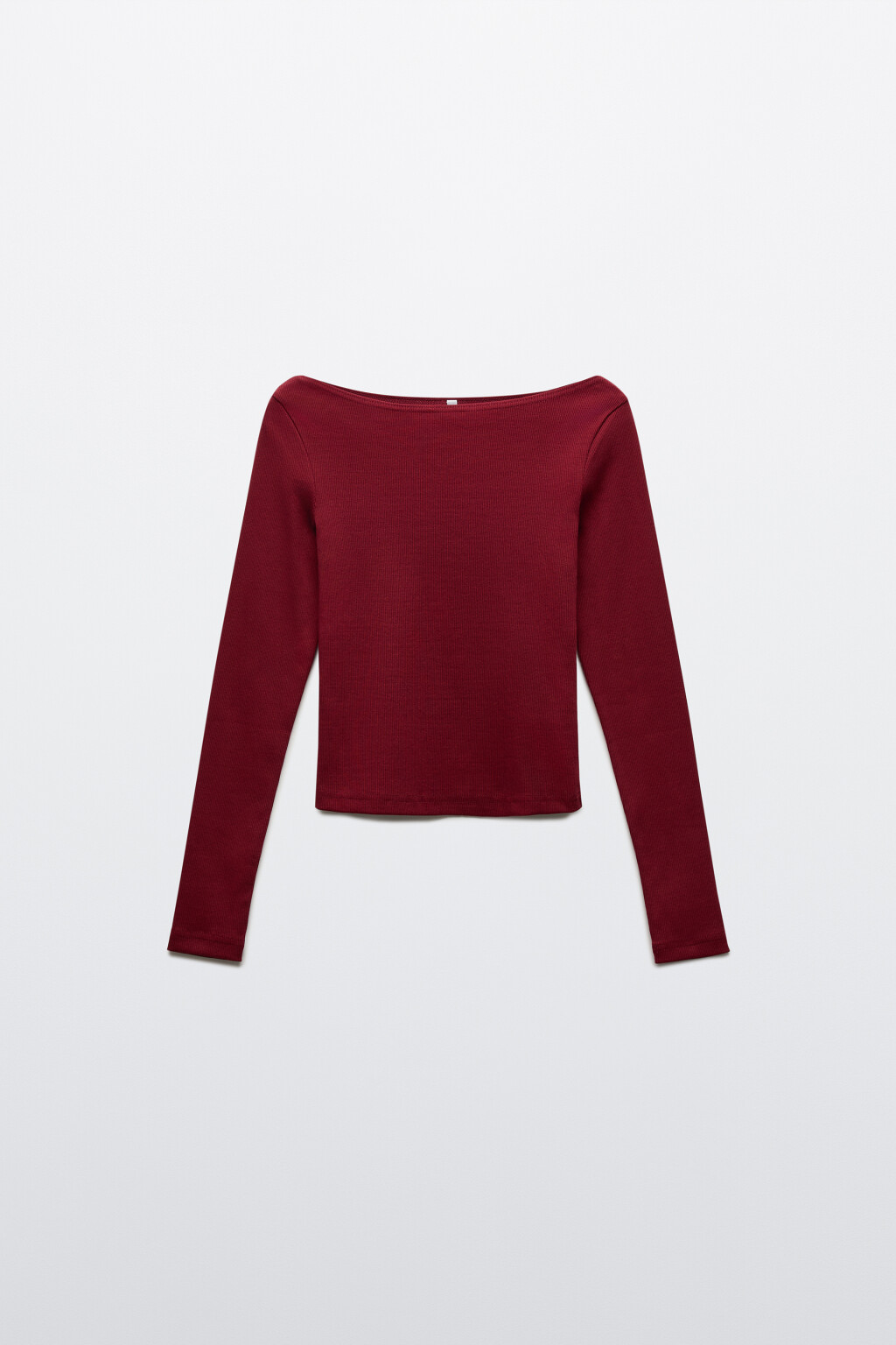 Лонгслив в рубчик с вырезом-лодочкой - цвет бордовый - 1