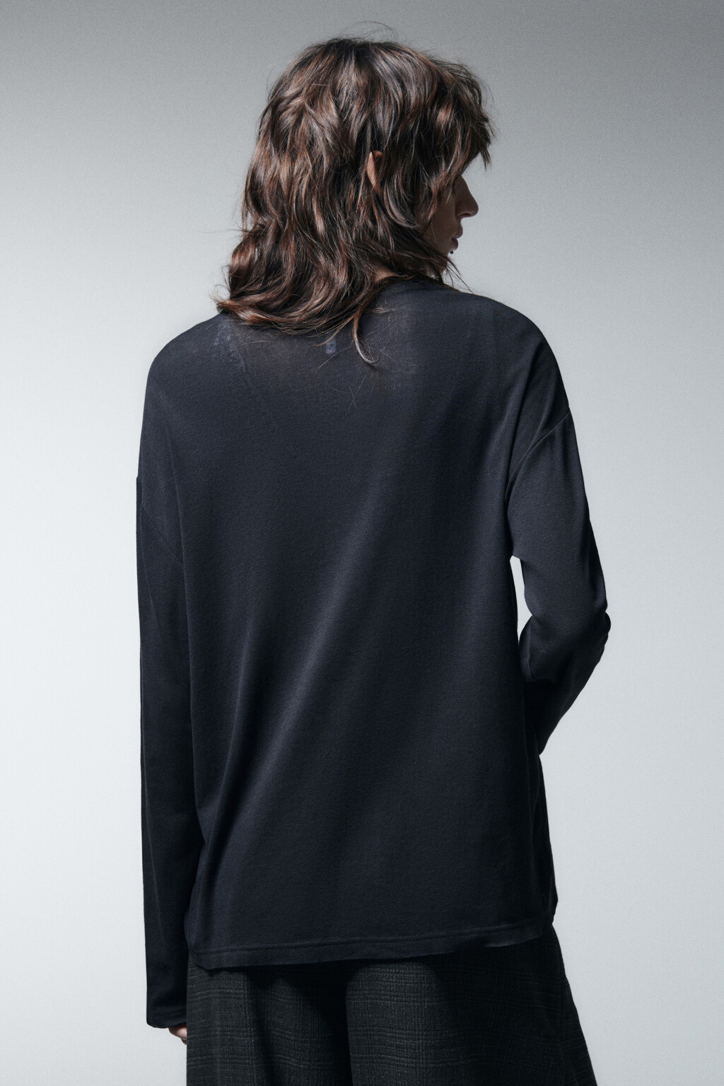 Лонгслив хлопковый с принтом - цвет черный - 3