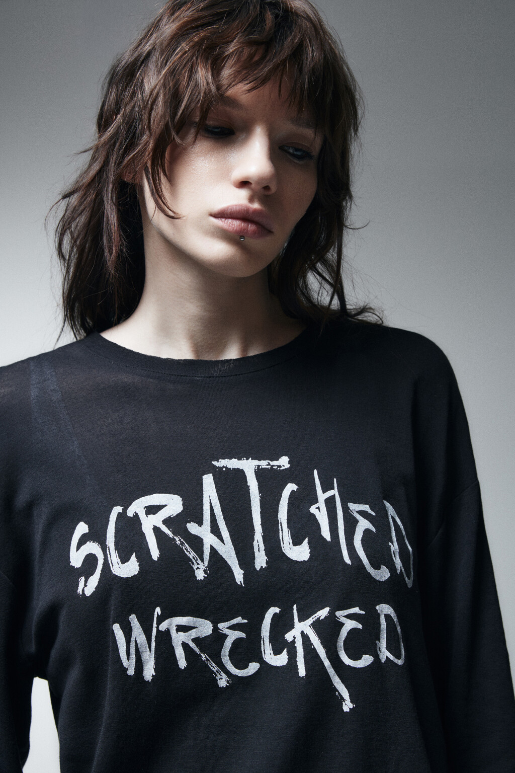 Лонгслив хлопковый с принтом - цвет черный - 5