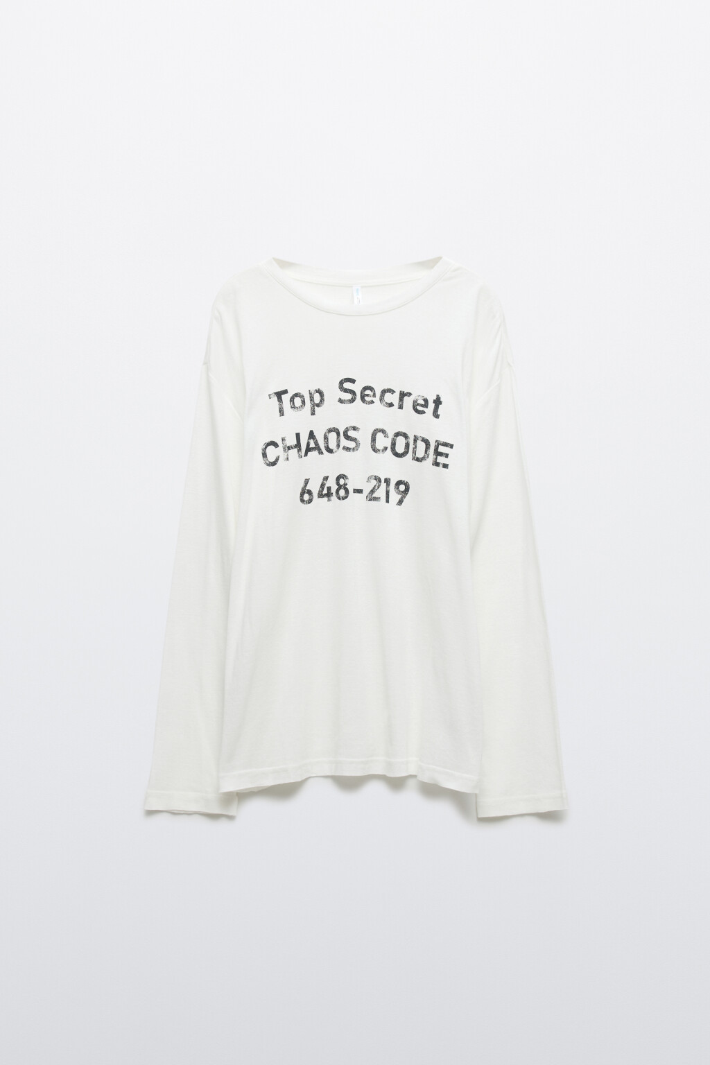 Лонгслив хлопковый с принтом - цвет белый - 1