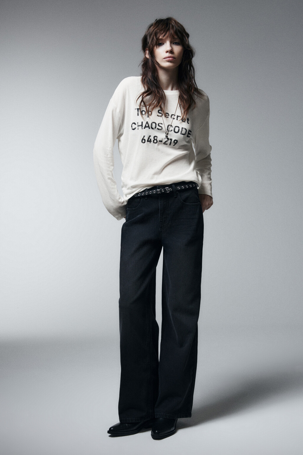 Лонгслив хлопковый с принтом - цвет белый - 4