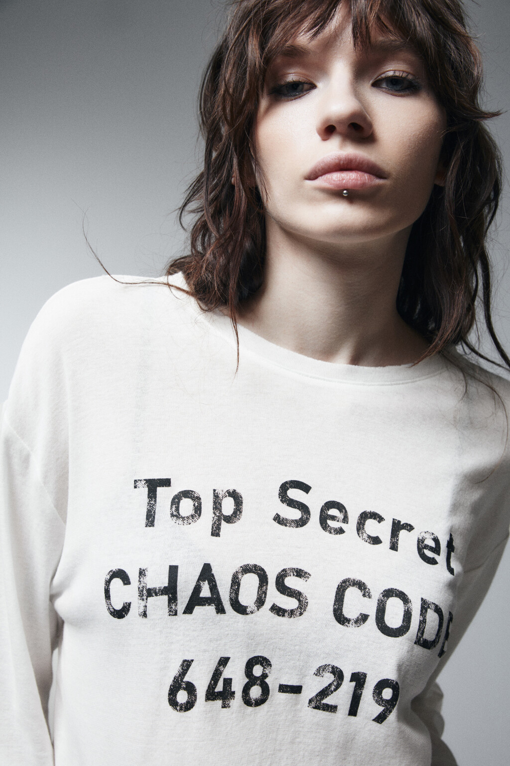 Лонгслив хлопковый с принтом - цвет белый - 5