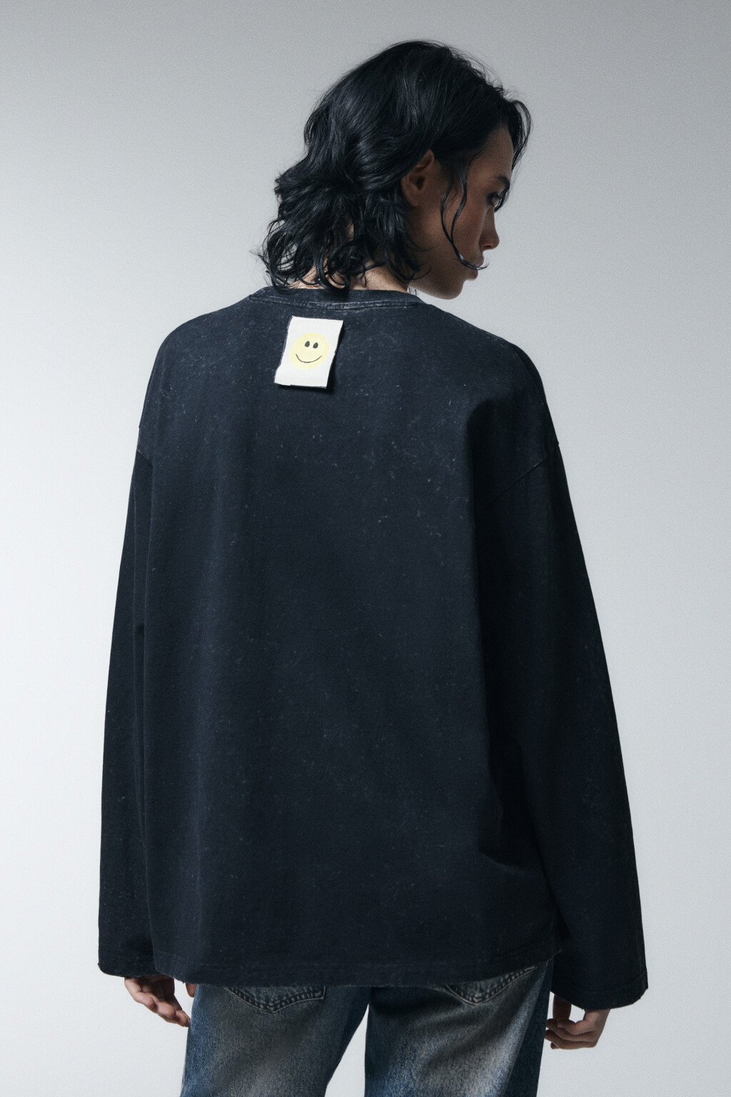 Лонгслив хлопковый с принтом - цвет черный - 3