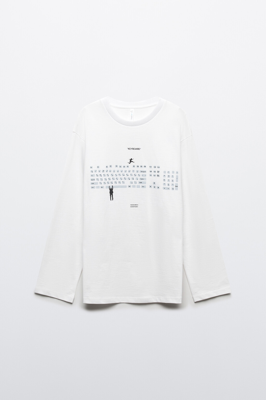 Лонгслив хлопковый oversize с принтом - цвет белый - 1