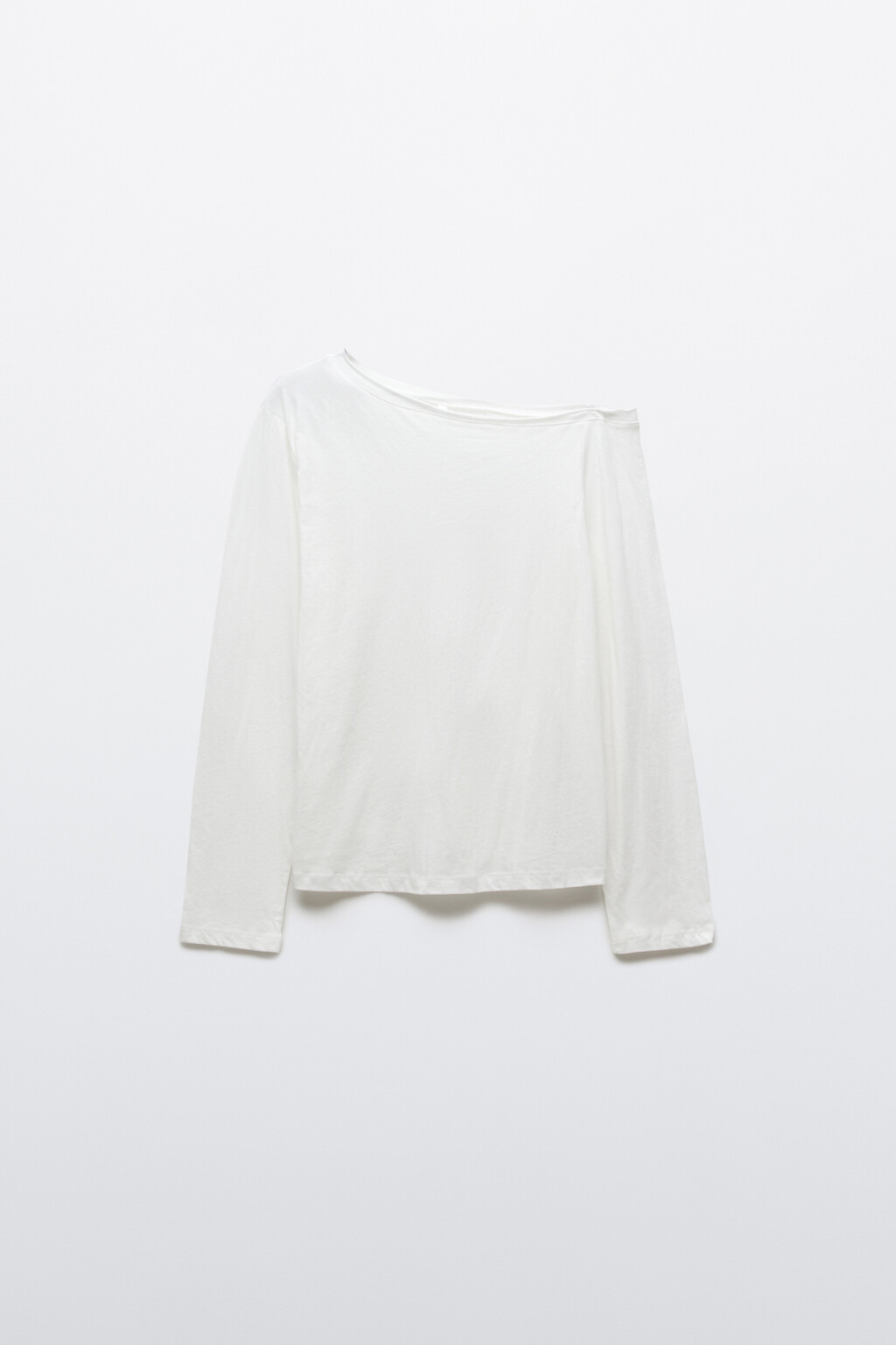Лонгслив асимметричный на одно плечо - цвет белый - 1