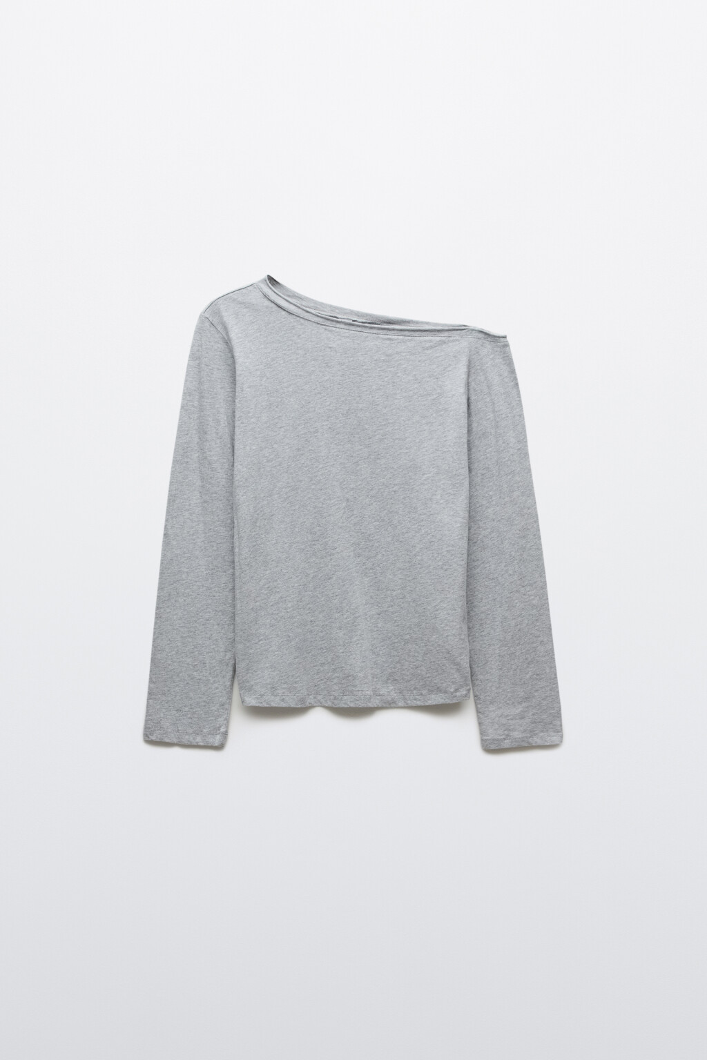 Лонгслив асимметричный на одно плечо - цвет серый - 1