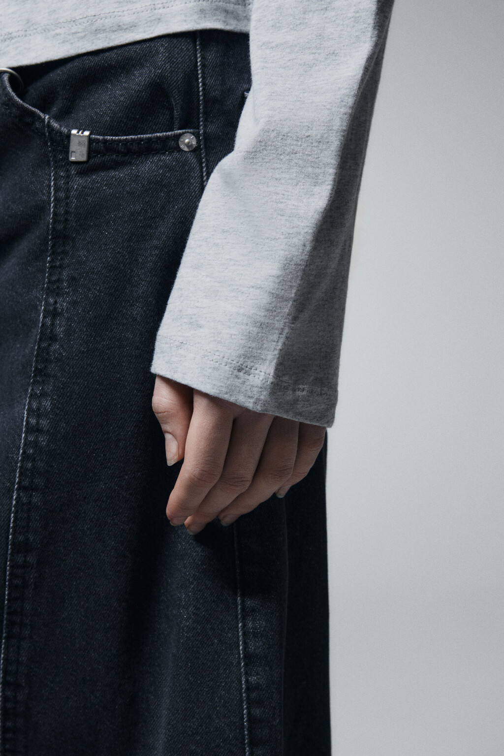 Лонгслив асимметричный на одно плечо - цвет серый - 7