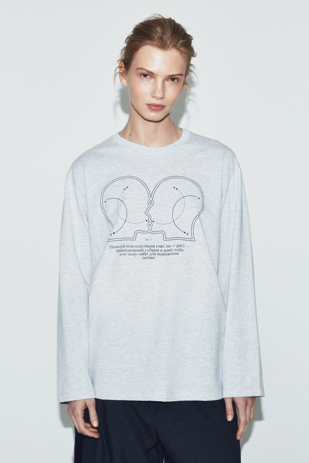 Лонгслив оверсайз с принтом - цвет серый - 5