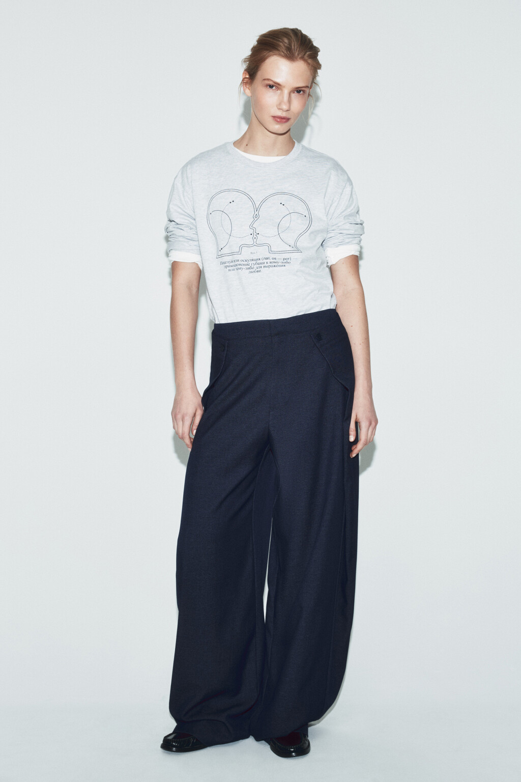 Лонгслив оверсайз с принтом - цвет серый - 7