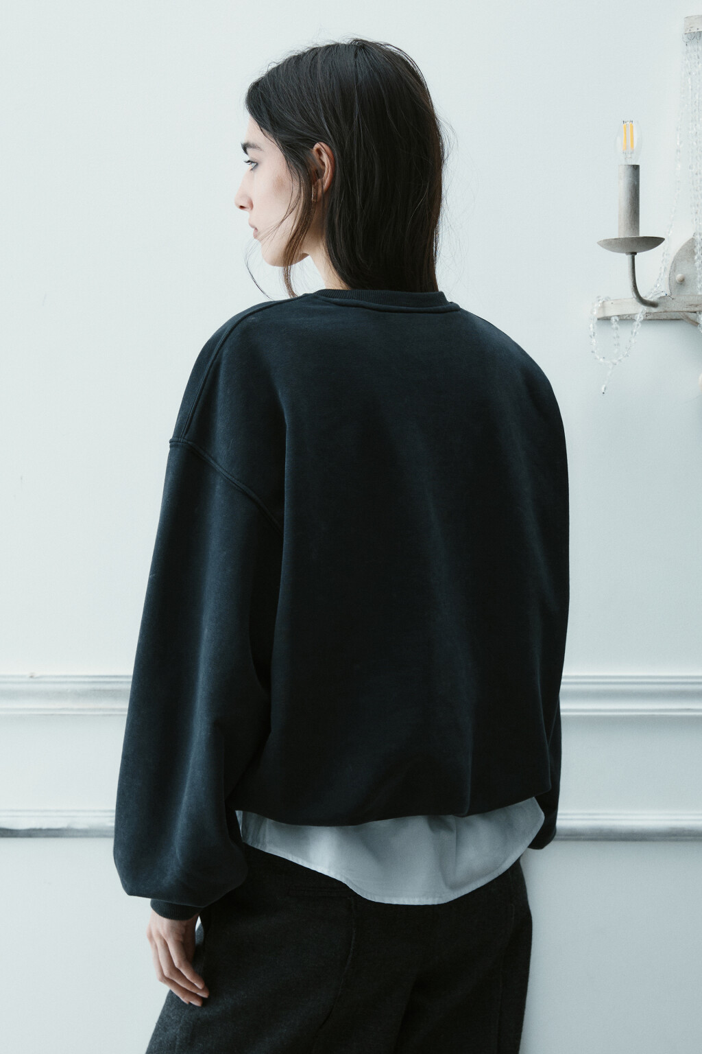 Свитшот вареный с рубашкой - цвет серый - 4