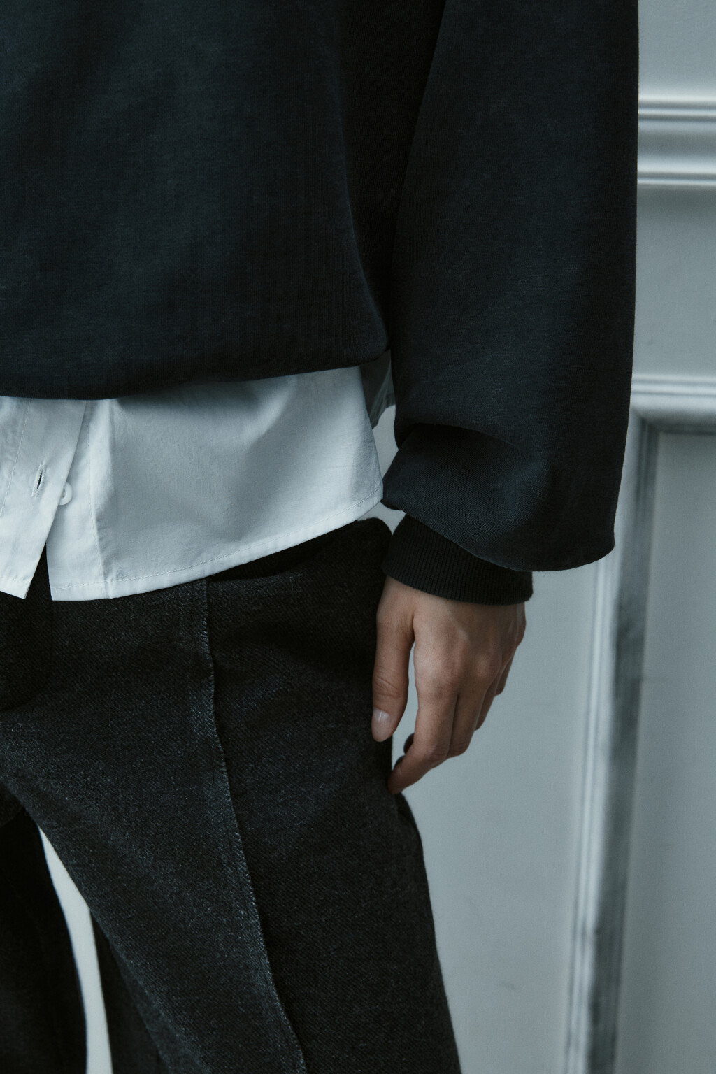 Свитшот вареный с рубашкой - цвет серый - 6