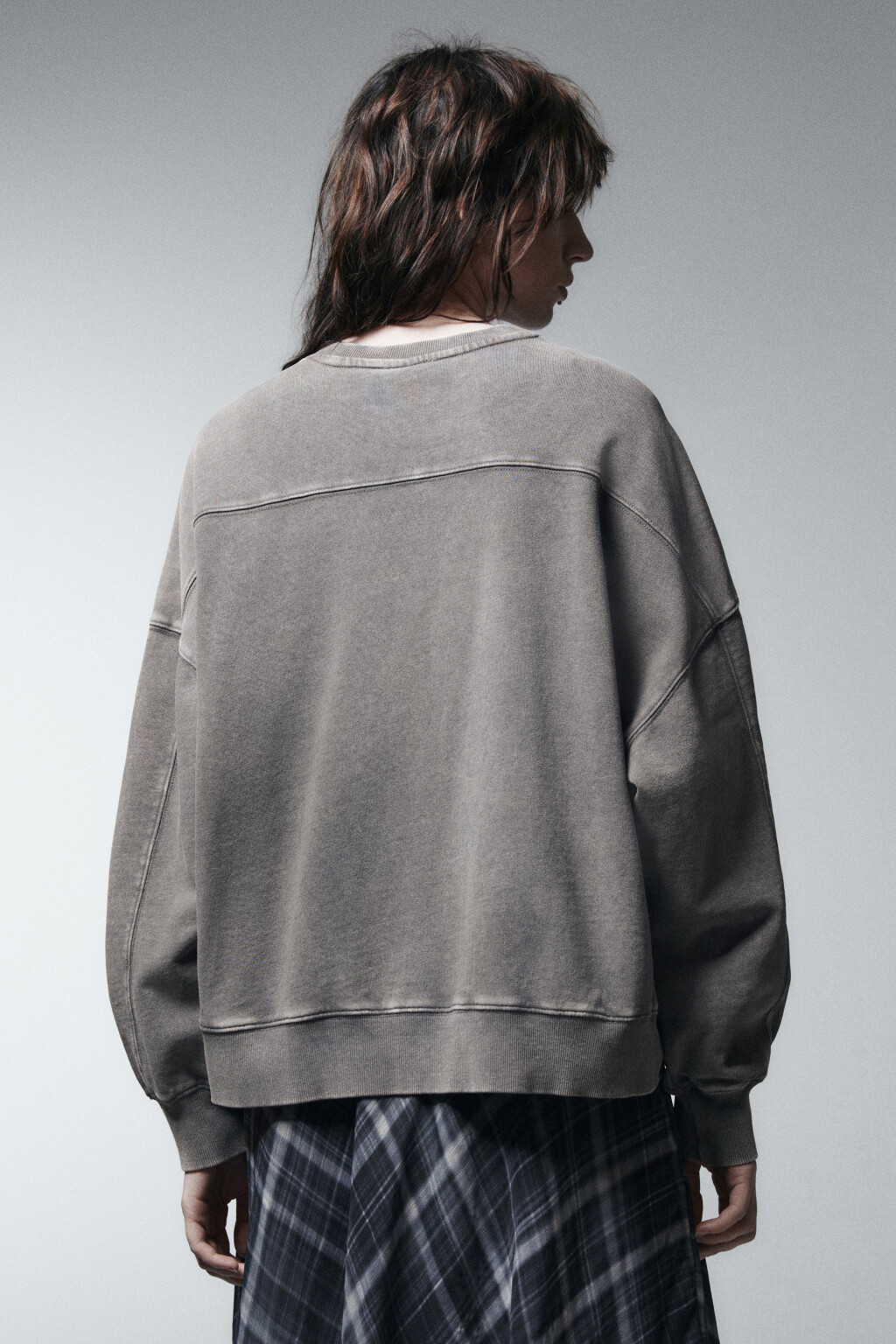 Свитшот с вареным эффектом - цвет серый - 3