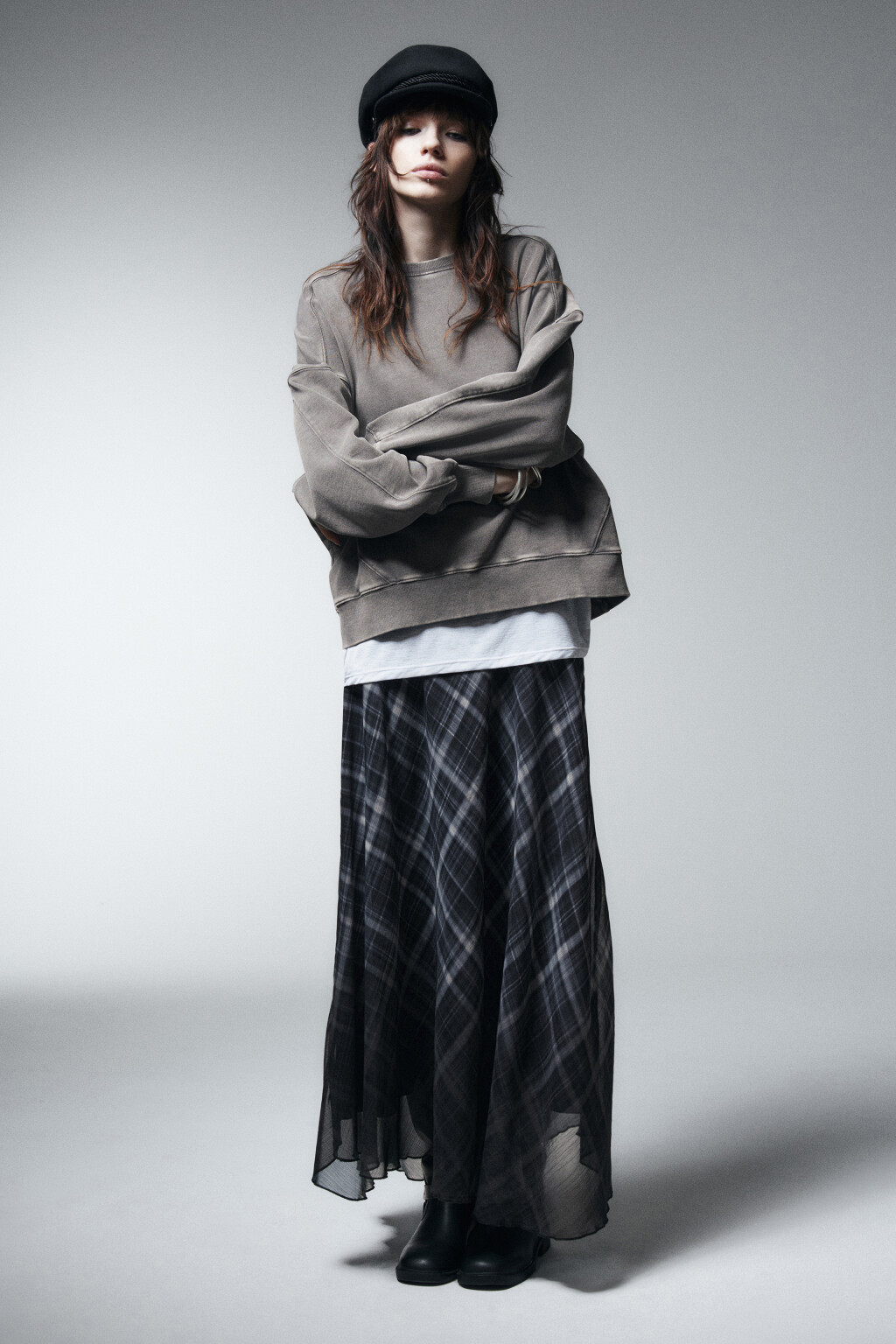 Свитшот с вареным эффектом - цвет серый - 4