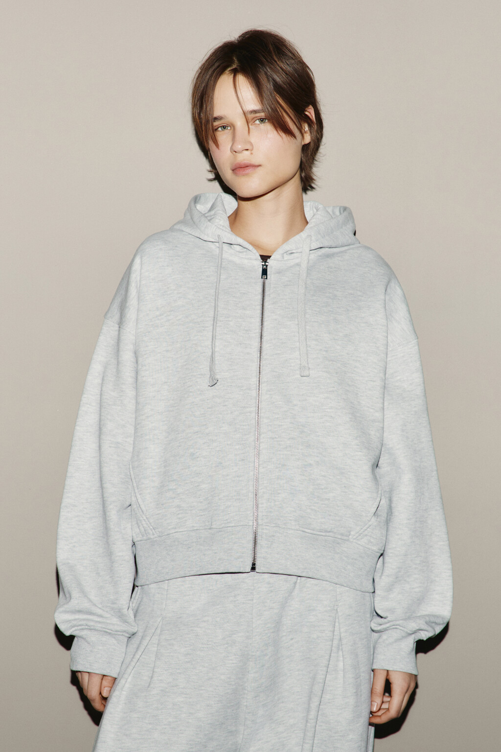 Худи-зипка с капюшоном из футера - цвет серый - 3