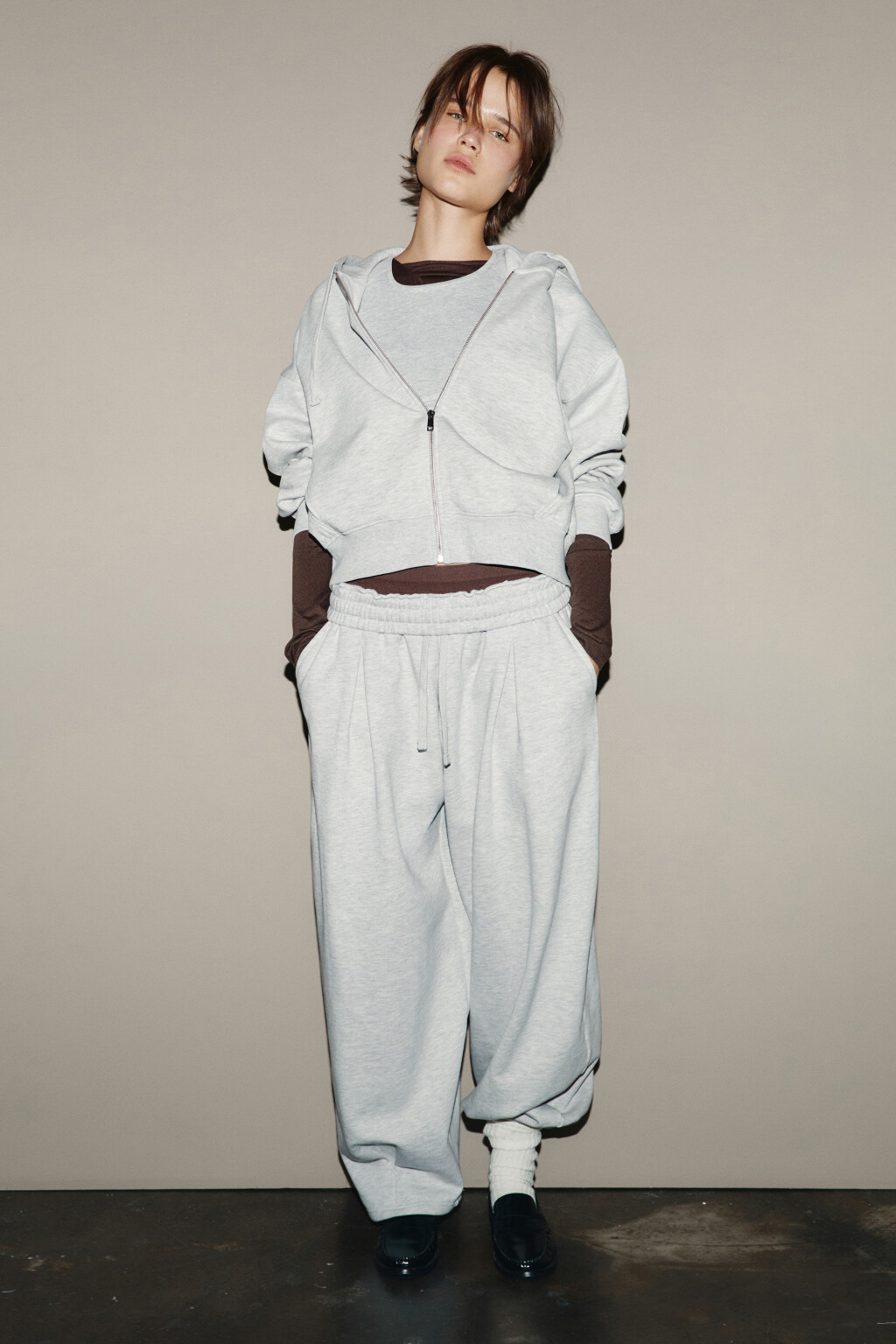 Худи-зипка с капюшоном из футера - цвет серый - 5