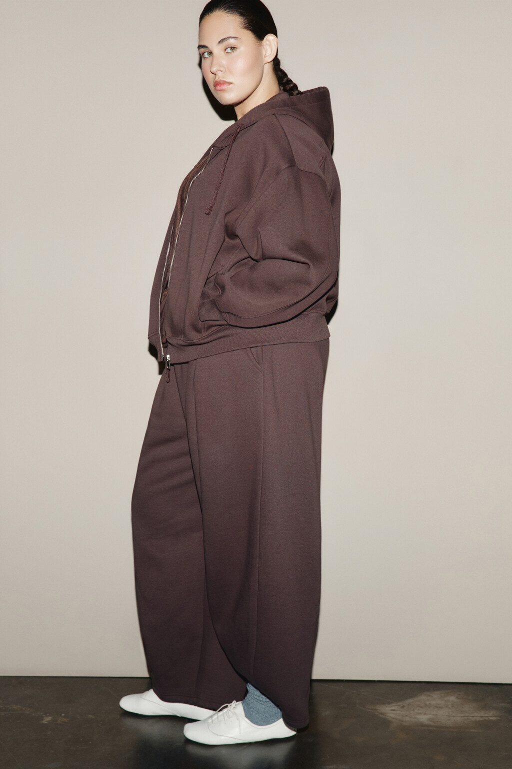 Худи-зипка с капюшоном из футера - цвет коричневый - 3