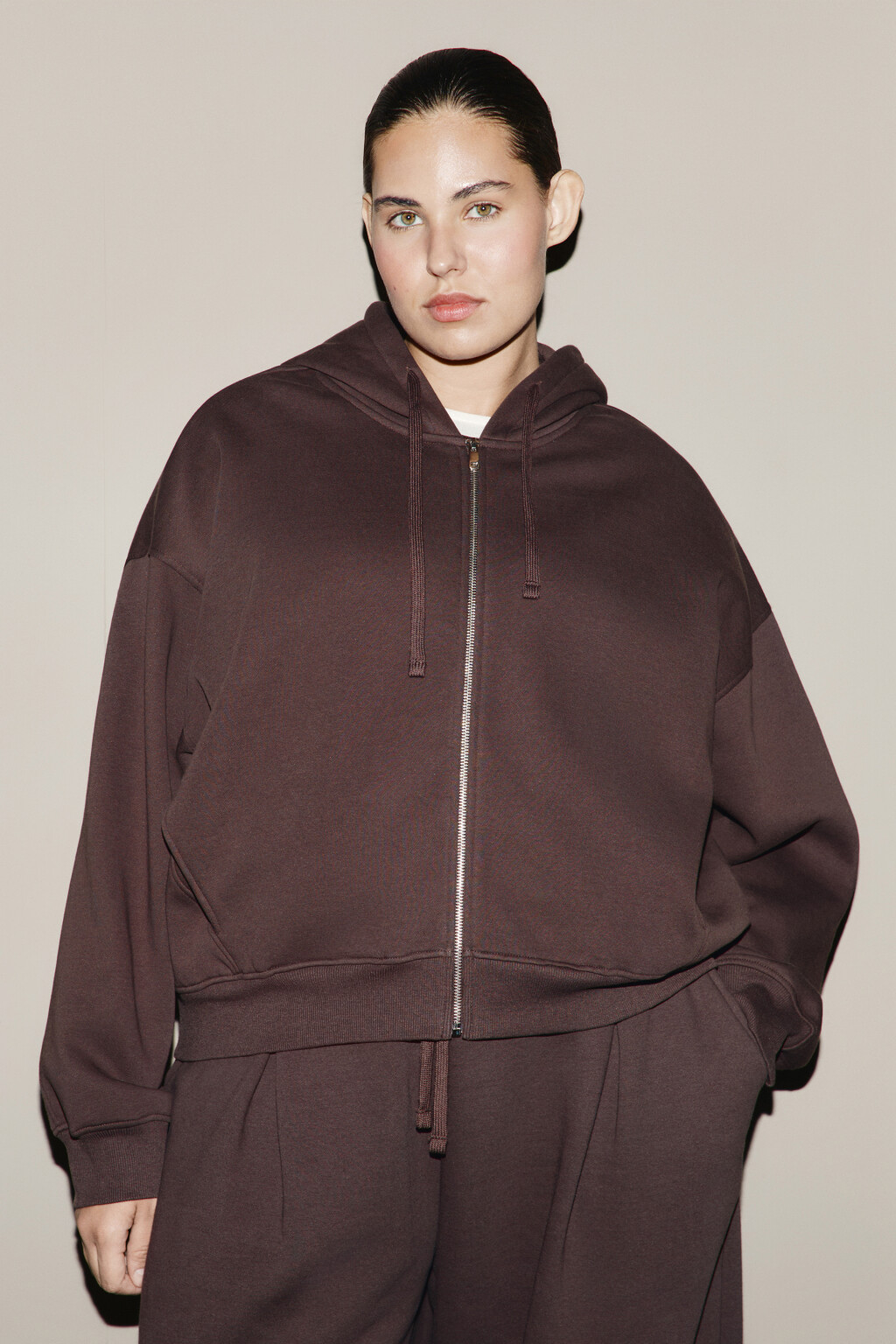 Худи-зипка с капюшоном из футера - цвет коричневый - 4