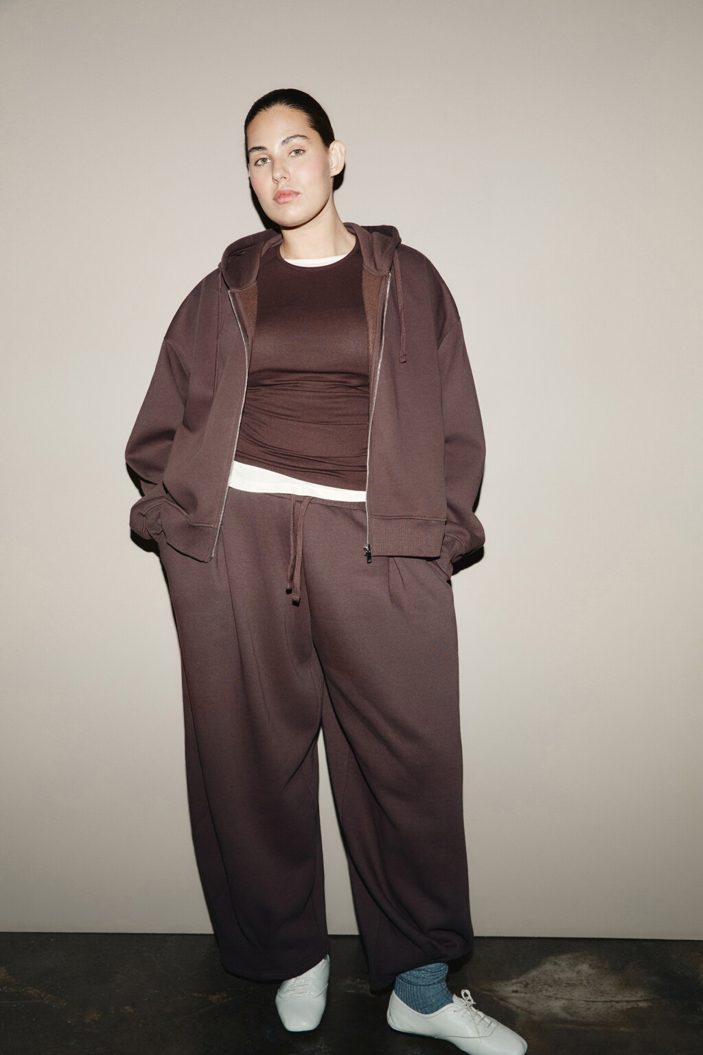 Худи-зипка с капюшоном из футера - цвет коричневый - 6