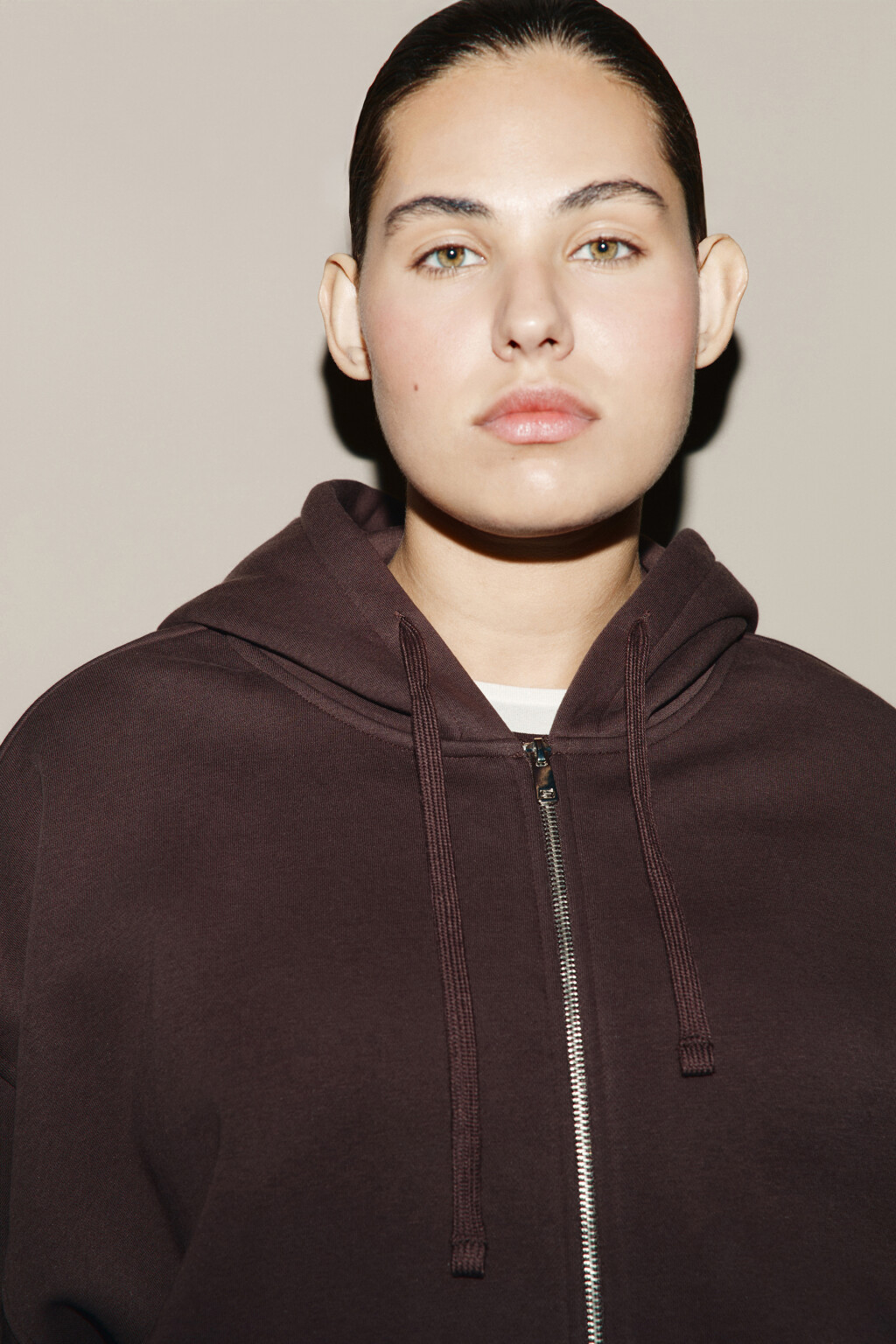 Худи-зипка с капюшоном из футера - цвет коричневый - 7