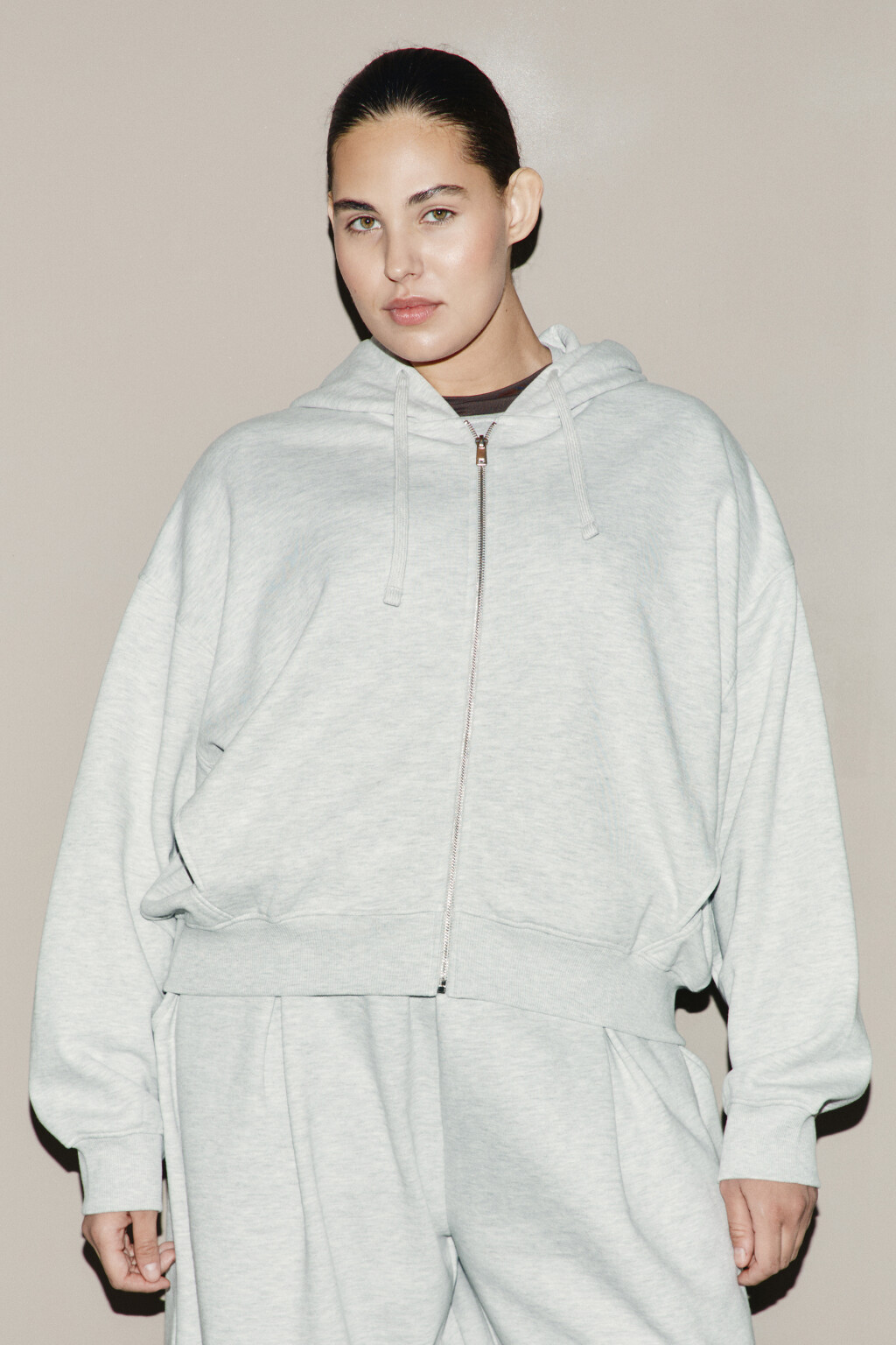 Худи-зипка с капюшоном из футера - цвет серый - 2
