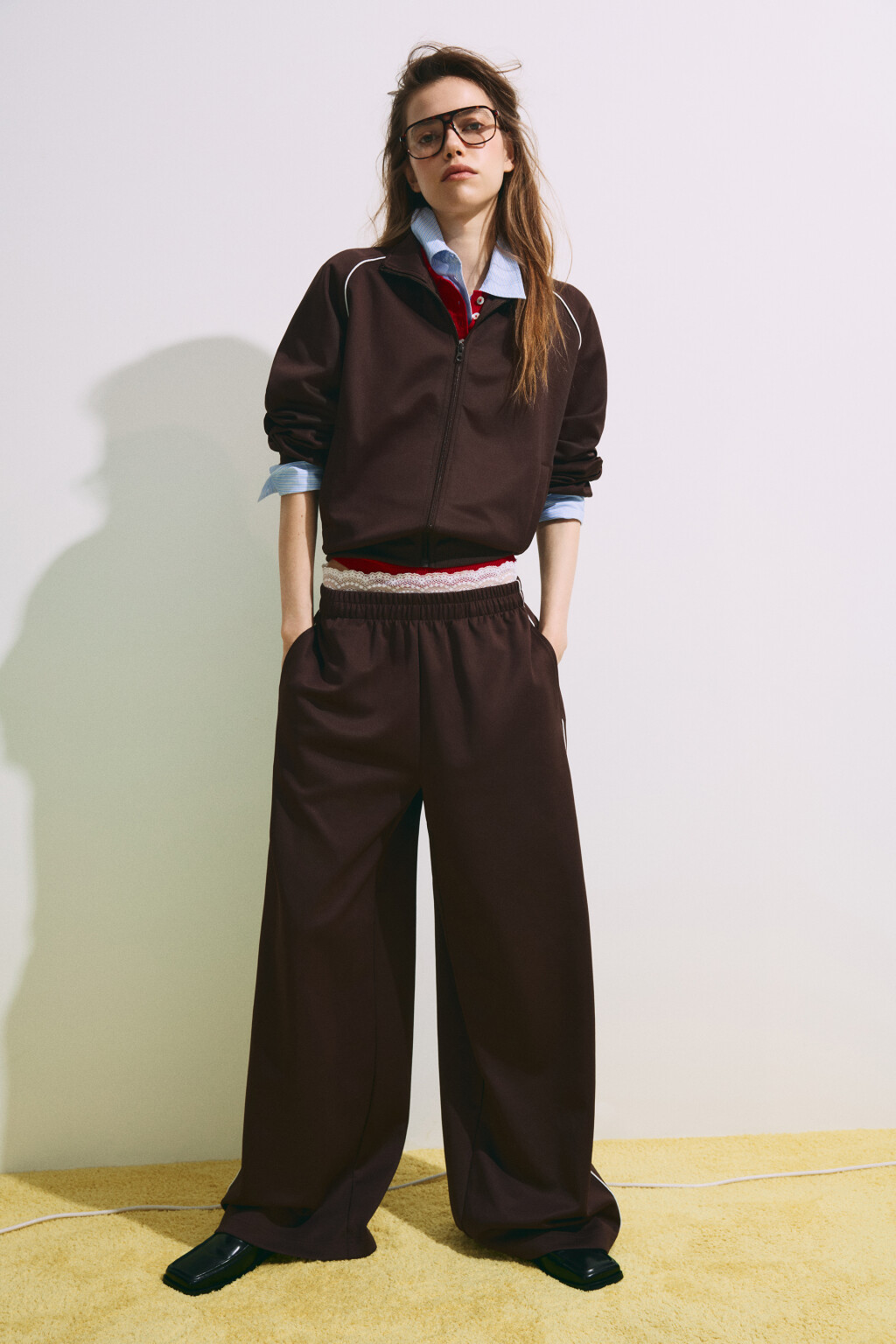 Куртка-олимпийка с лампасами - цвет коричневый - 7