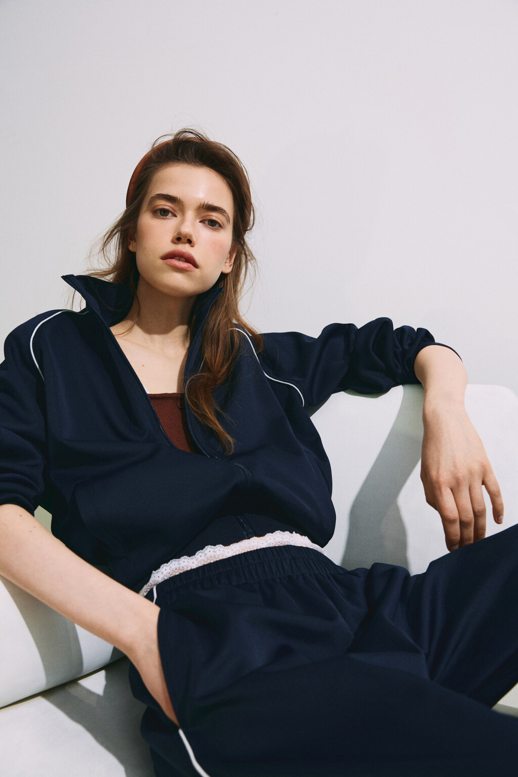 Куртка-олимпийка с лампасами - цвет синий - 1