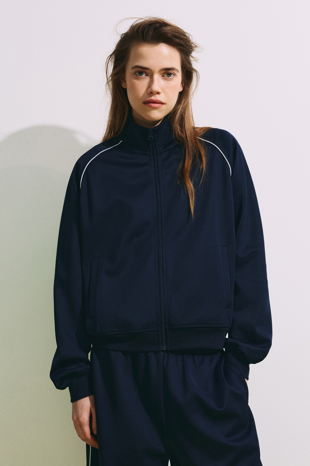 Куртка-олимпийка с лампасами - цвет синий - 3