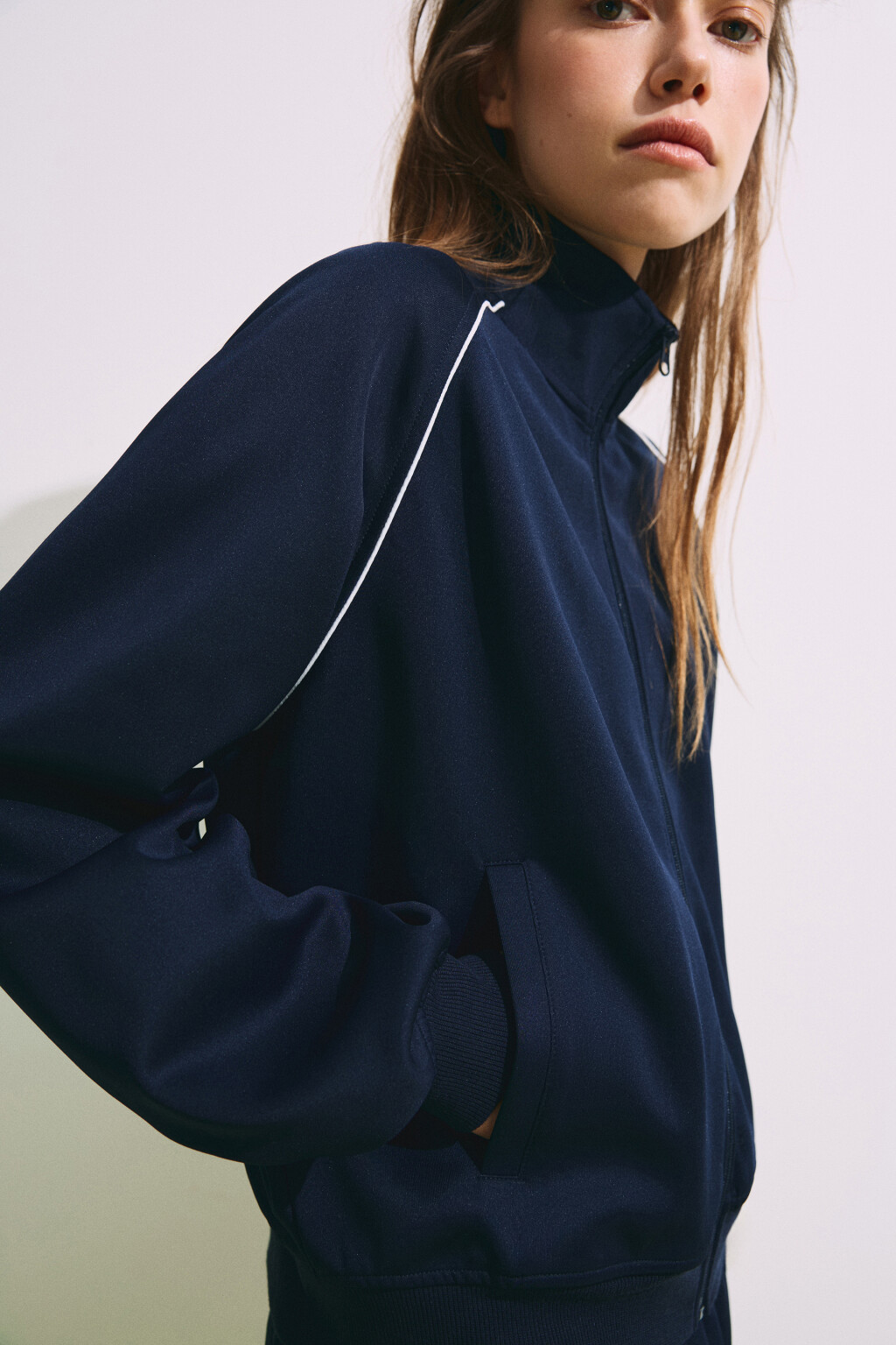 Куртка-олимпийка с лампасами - цвет синий - 7